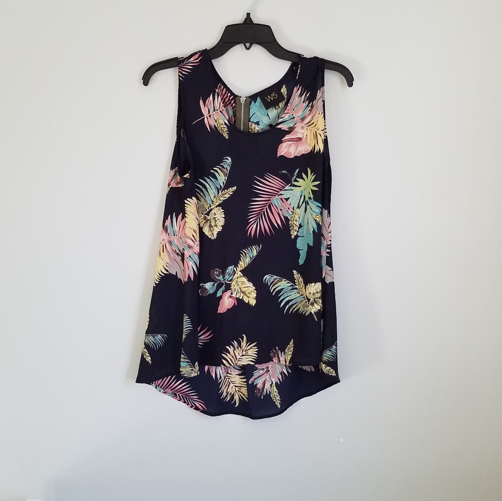 Anthro W5 Tropical Print Flowy Sleeveless Top